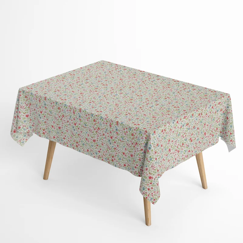 Jacquard Tischdecke aus beschichteter Baumwolle mit Fleckenschutz YILDA4 Blumenwiese eckig rund oval