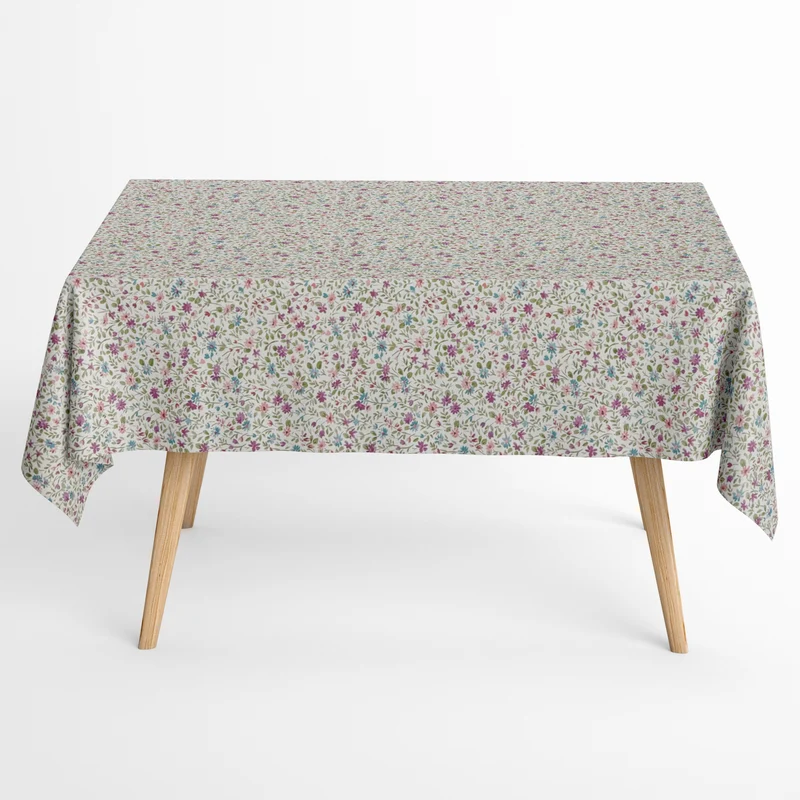 Jacquard Tischdecke aus beschichteter Baumwolle mit Fleckenschutz YILDA3 Blumenwiese eckig rund oval