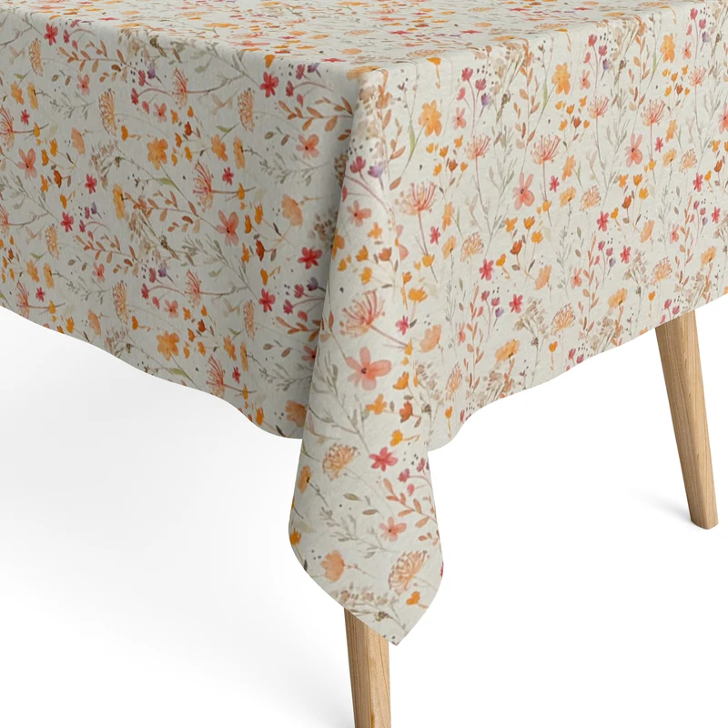 Jacquard Tischdecke aus beschichteter Baumwolle mit Fleckenschutz SERENA 2 Blumenwiese Gräser Pusteblume eckig rund oval