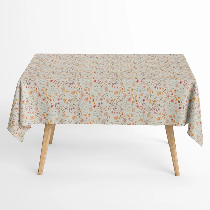 Jacquard Tischdecke aus beschichteter Baumwolle mit Fleckenschutz SERENA 2 Blumenwiese Gräser Pusteblume eckig rund oval