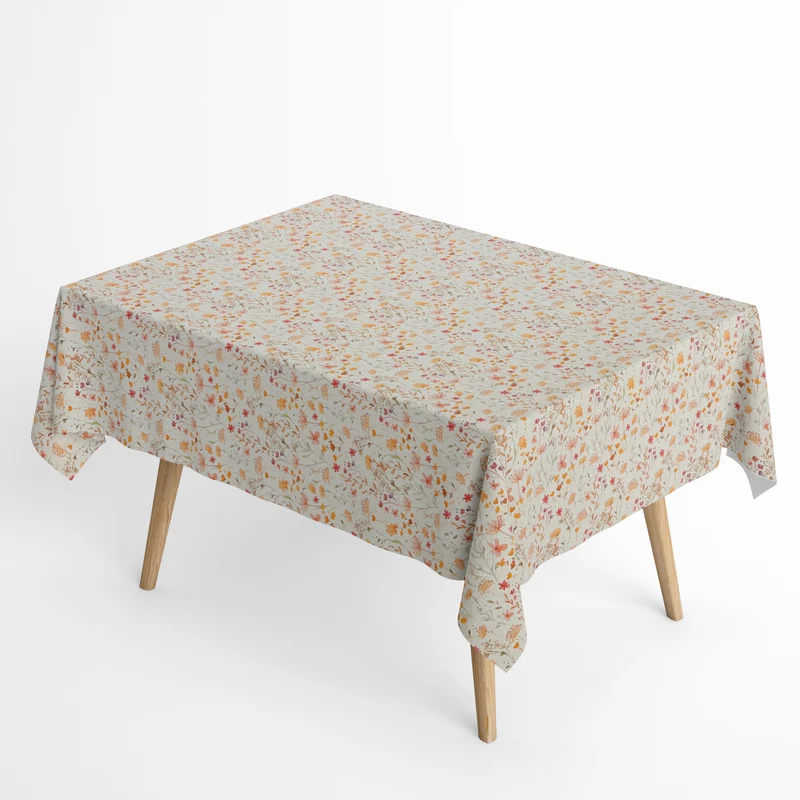 Jacquard Tischdecke aus beschichteter Baumwolle mit Fleckenschutz SERENA 2 Blumenwiese Gräser Pusteblume eckig rund oval