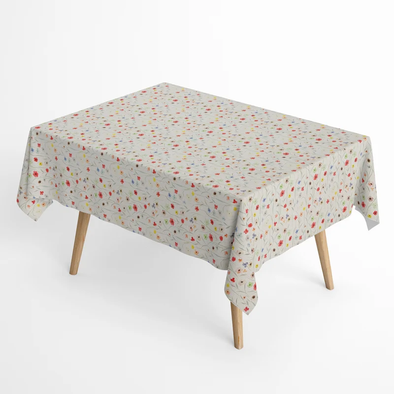 Jacquard Tischdecke aus beschichteter Baumwolle mit Fleckenschutz JACKY3 bunte Blumenwiese eckig rund oval