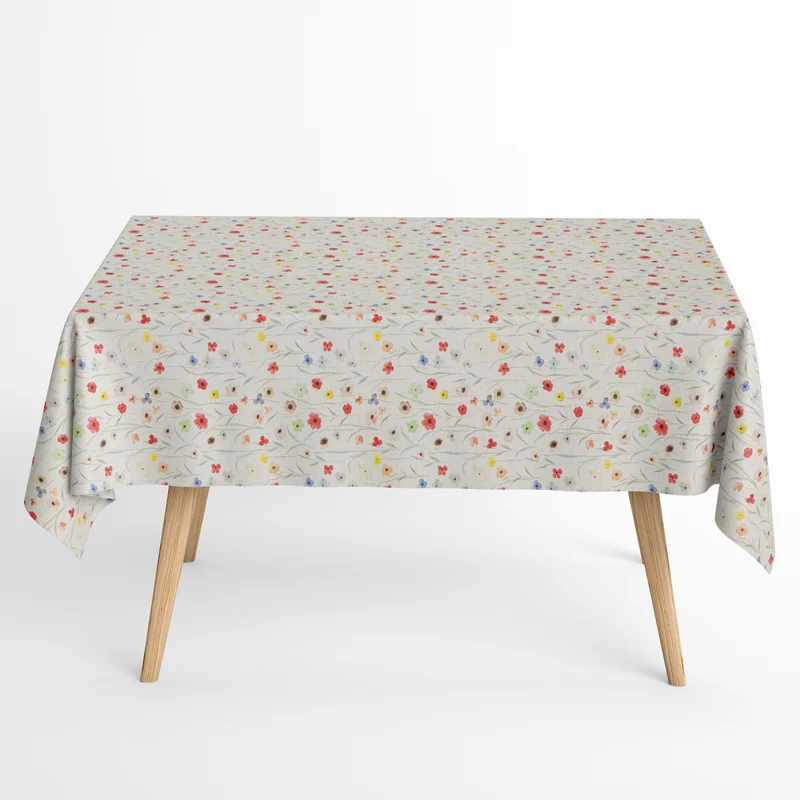 Jacquard Tischdecke aus beschichteter Baumwolle mit Fleckenschutz JACKY3 bunte Blumenwiese eckig rund oval