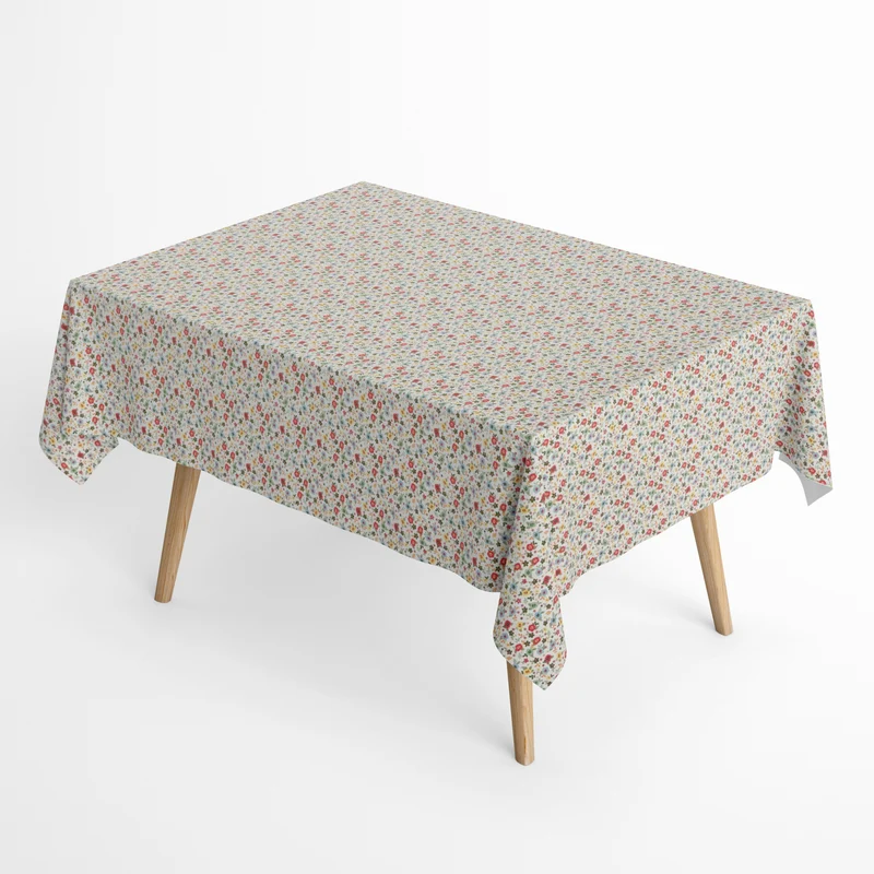 Jacquard Tischdecke aus beschichteter Baumwolle mit Fleckenschutz LUAN Blumenwiese Primeln Frühjahr eckig rund oval