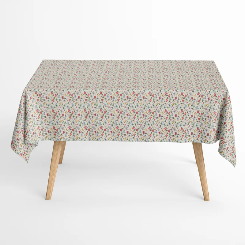 Jacquard Tischdecke aus beschichteter Baumwolle mit Fleckenschutz LUAN Blumenwiese Primeln Frühjahr eckig rund oval