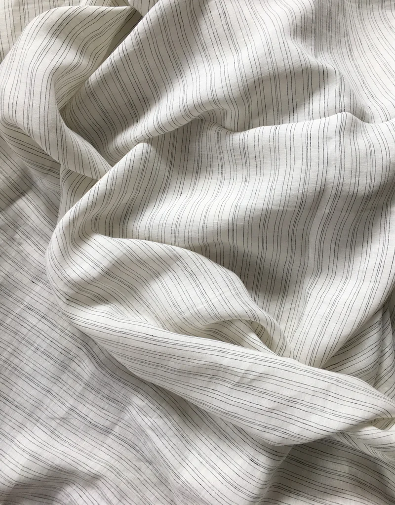 Gardinenstoff Lino Stripe - black 310 cm