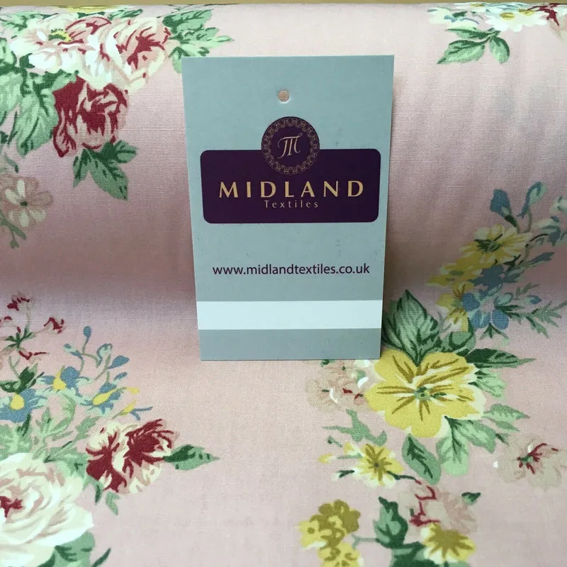 Floral Vintage Rose Shabby Chic Cotton Poplin Printed Fabric 110cm Wide MK1083