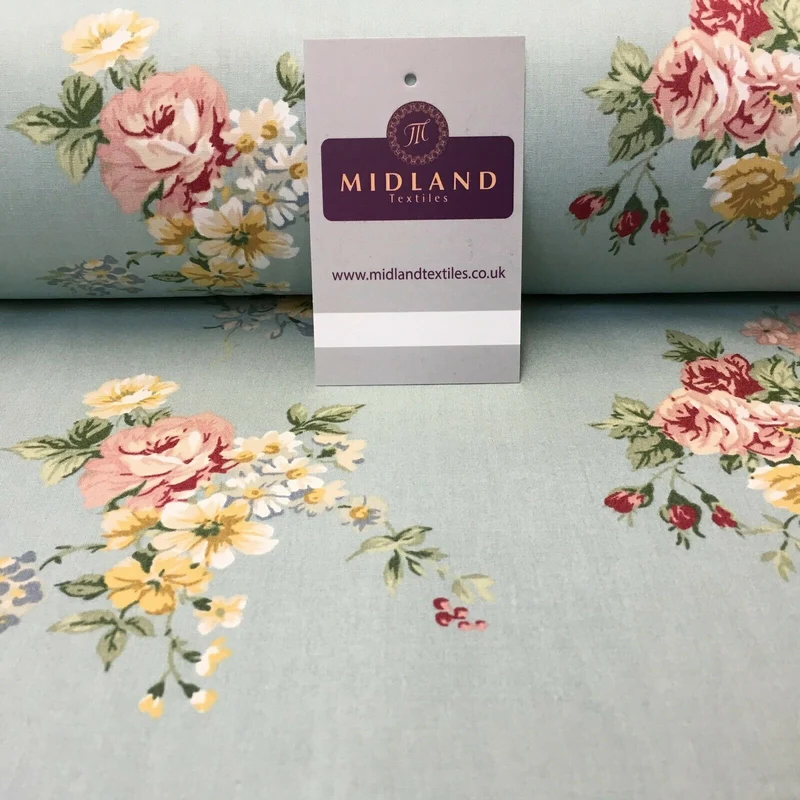 Floral Vintage Rose Shabby Chic Cotton Poplin Printed Fabric 110cm Wide MK1083
