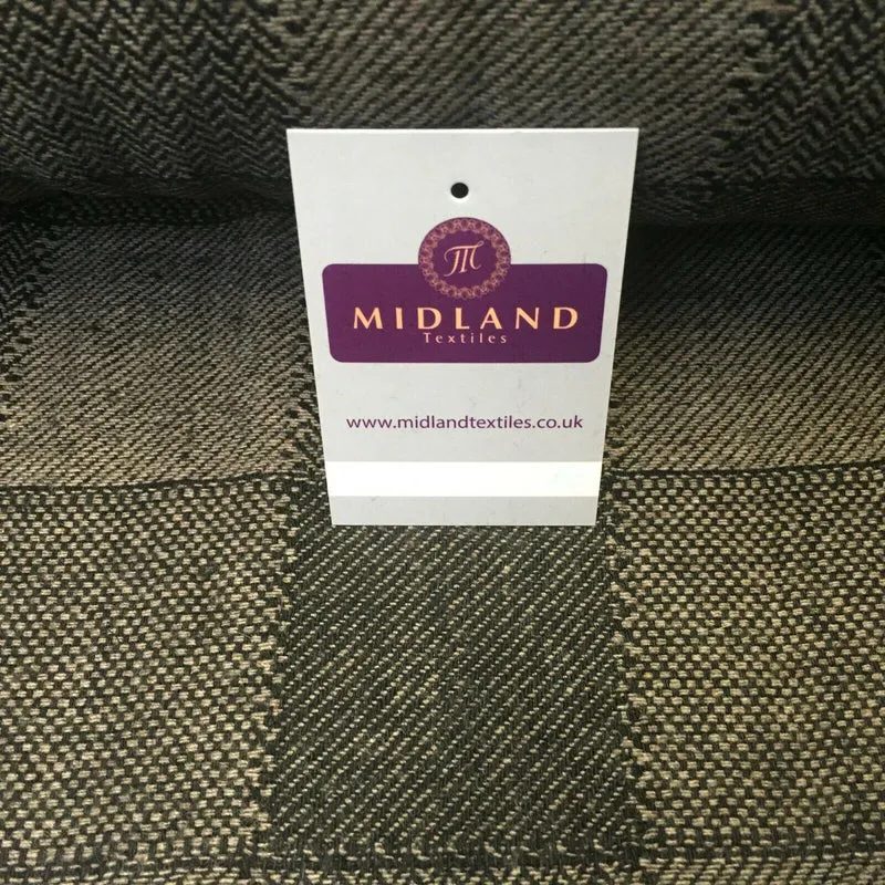 Brown & Black Check wool blend Melton Coating Poly Boucle Fabric 147 cm MK1194-5