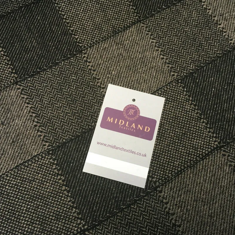 Brown & Black Check wool blend Melton Coating Poly Boucle Fabric 147 cm MK1194-5