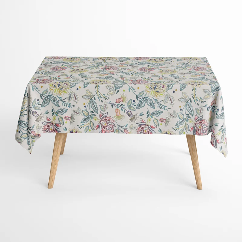 Jacquard Tischdecke aus beschichteter Baumwolle mit Fleckenschutz PRIMULA floral BOHO eckig rund oval
