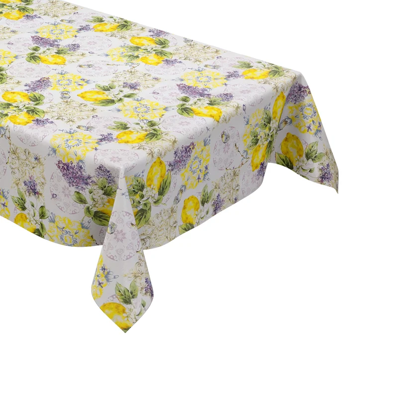Wachstuch Tischdecke 06384-01 mediterran Zitronen Lavendelblüten eckig rund oval