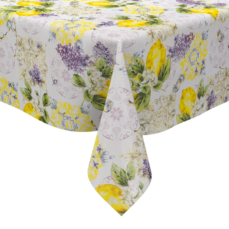 Wachstuch Tischdecke 06384-01 mediterran Zitronen Lavendelblüten eckig rund oval