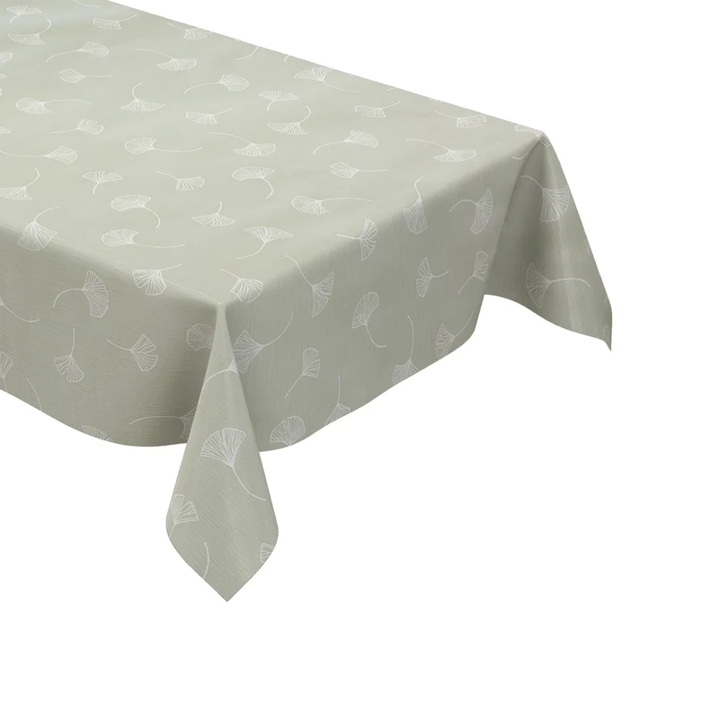 Wachstuch Tischdecke EG43 mintgrün Leinenstruktur Ginkgoblätter eckig rund oval