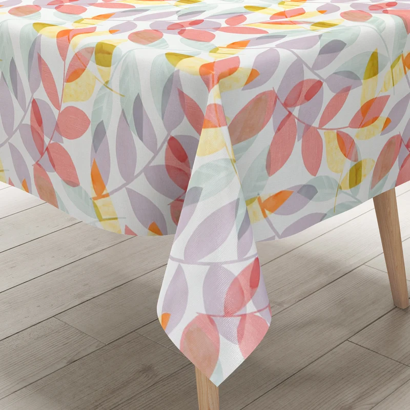 Wachstuch Tischdecke 06392-01 pastellfarbene Blätter Herbst eckig rund oval