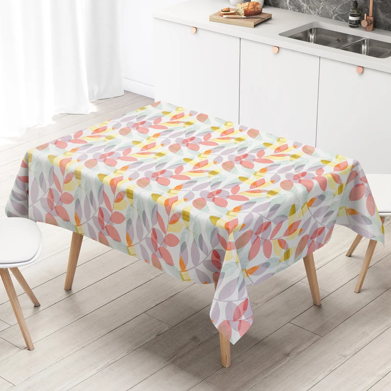 Wachstuch Tischdecke 06392-01 pastellfarbene Blätter Herbst eckig rund oval