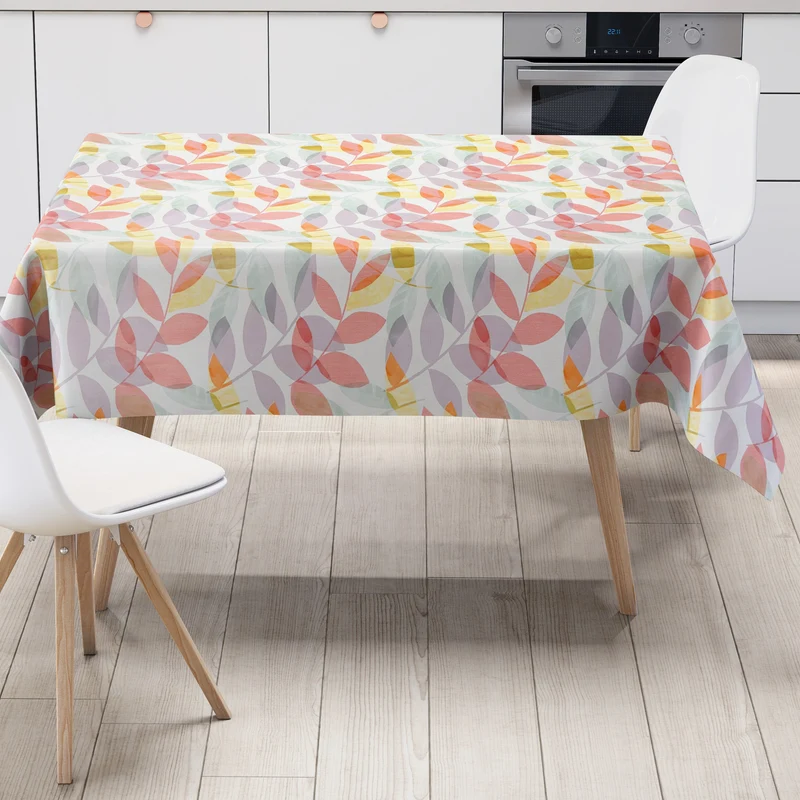 Wachstuch Tischdecke 06392-01 pastellfarbene Blätter Herbst eckig rund oval