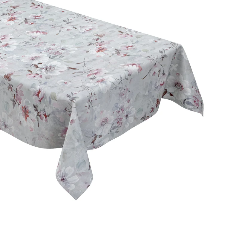Wachstuch Tischdecke K150244 grau Blumenwiese Blüten eckig rund oval
