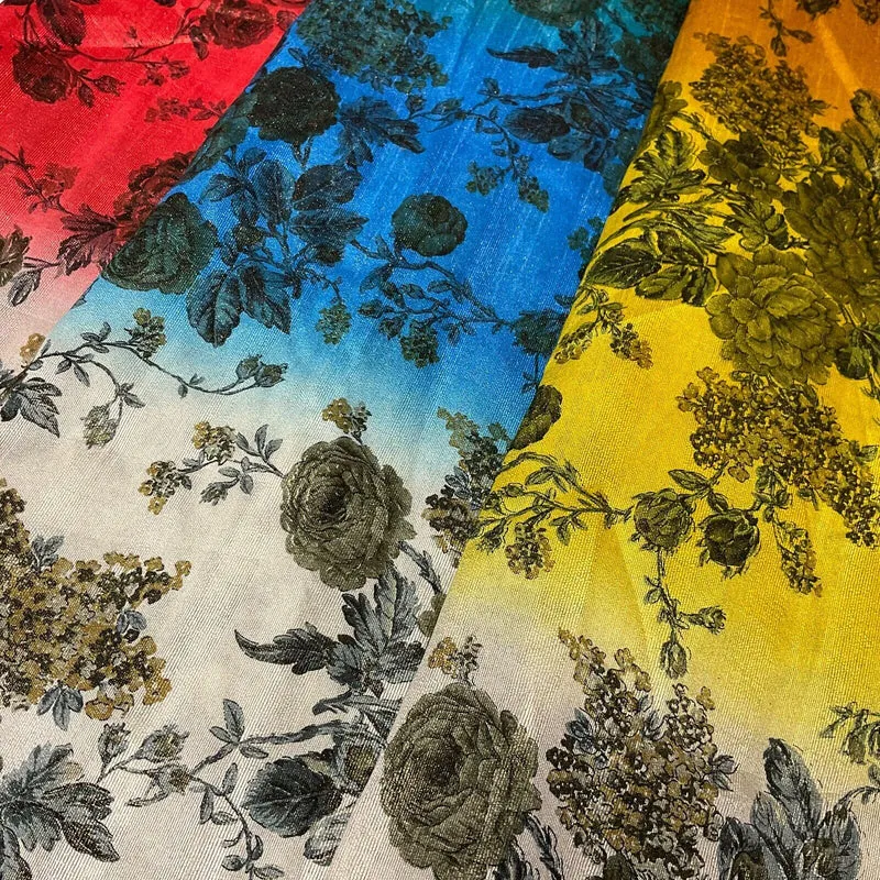 Ombre floral faux tussar silk dress brocade skirt sewing fabric M1665