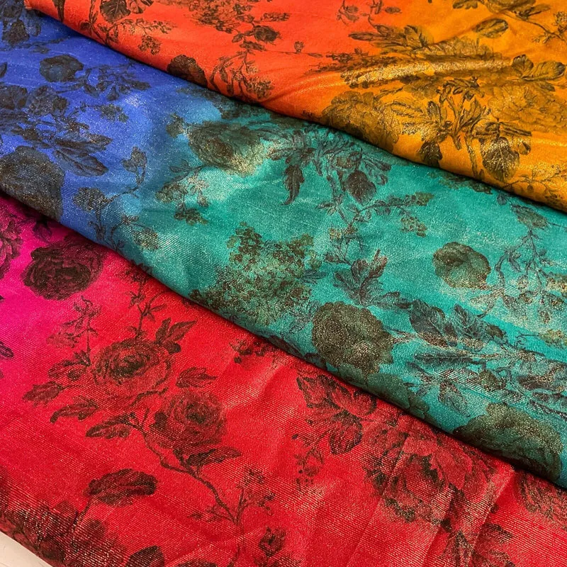Ombre floral faux tussar silk dress brocade skirt sewing fabric M1665