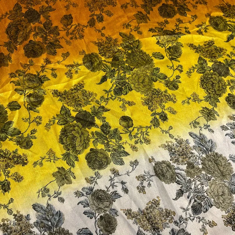 Ombre floral faux tussar silk dress brocade skirt sewing fabric M1665