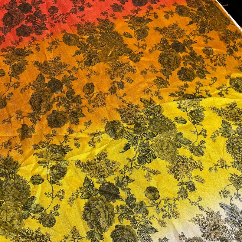 Ombre floral faux tussar silk dress brocade skirt sewing fabric M1665