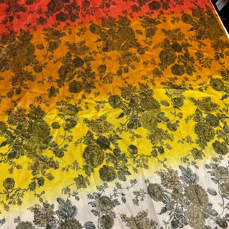 Ombre floral faux tussar silk dress brocade skirt sewing fabric M1665