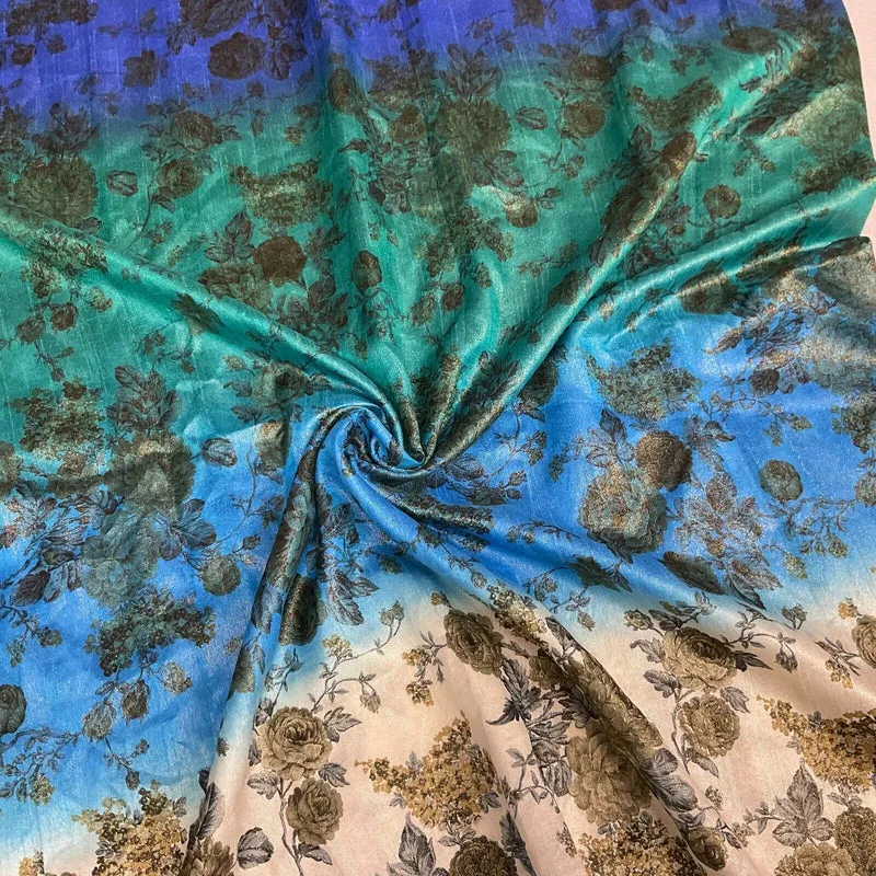 Ombre floral faux tussar silk dress brocade skirt sewing fabric M1665