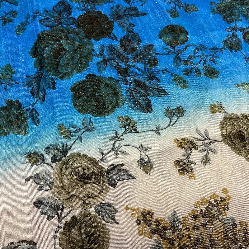 Ombre floral faux tussar silk dress brocade skirt sewing fabric M1665