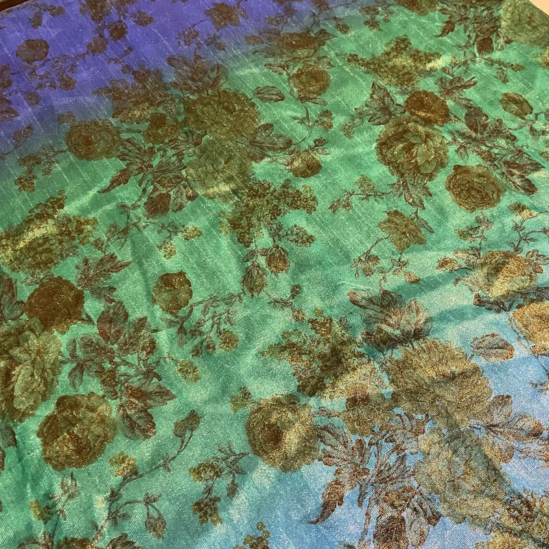Ombre floral faux tussar silk dress brocade skirt sewing fabric M1665