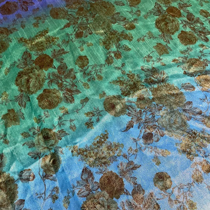 Ombre floral faux tussar silk dress brocade skirt sewing fabric M1665