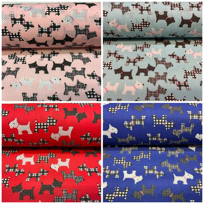 Scottie Dog Children's Poly cotton printed lightweight fabric M1640