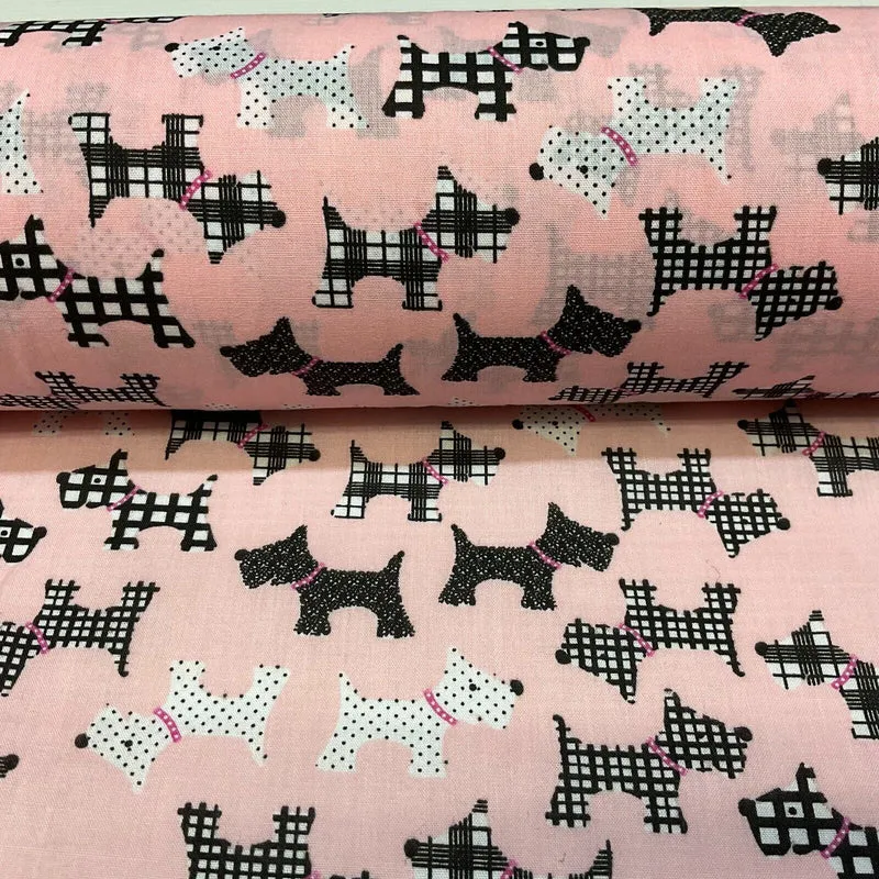 Scottie Dog Children's Poly cotton printed lightweight fabric M1640
