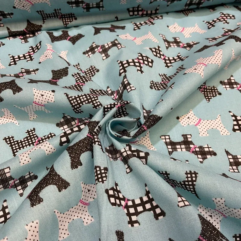 Scottie Dog Children's Poly cotton printed lightweight fabric M1640