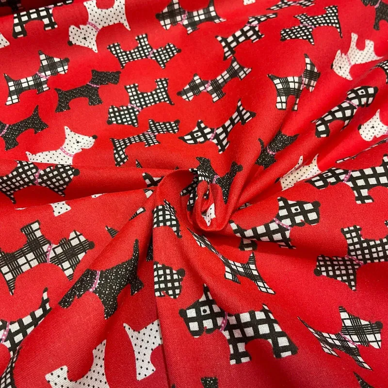 Scottie Dog Children's Poly cotton printed lightweight fabric M1640
