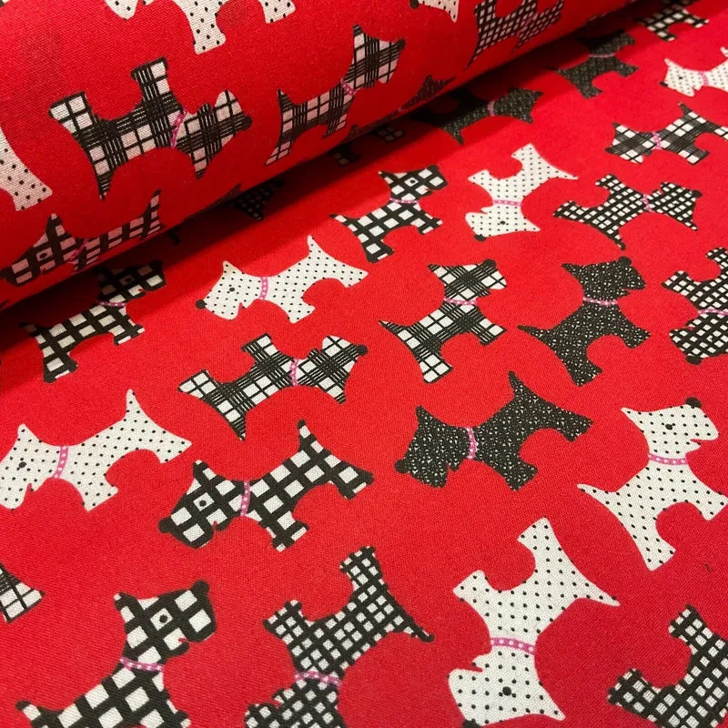 Scottie Dog Children's Poly cotton printed lightweight fabric M1640