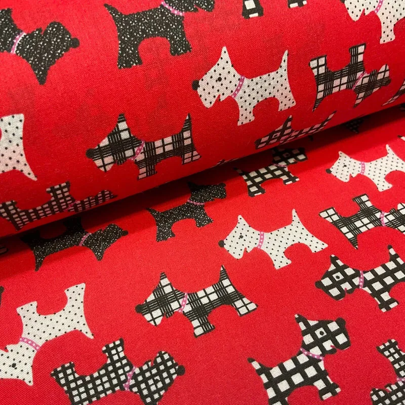 Scottie Dog Children's Poly cotton printed lightweight fabric M1640