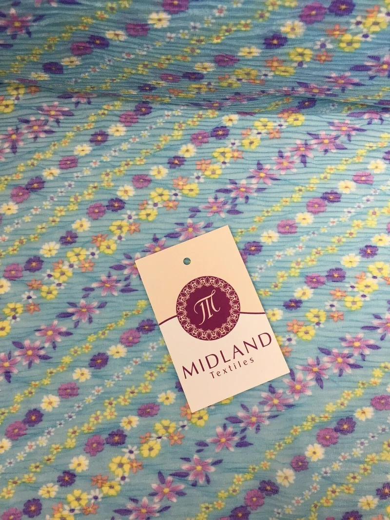 Pleated Daisy Flower Summer Stretch Georgette Fabric M161-13-14 Mtex