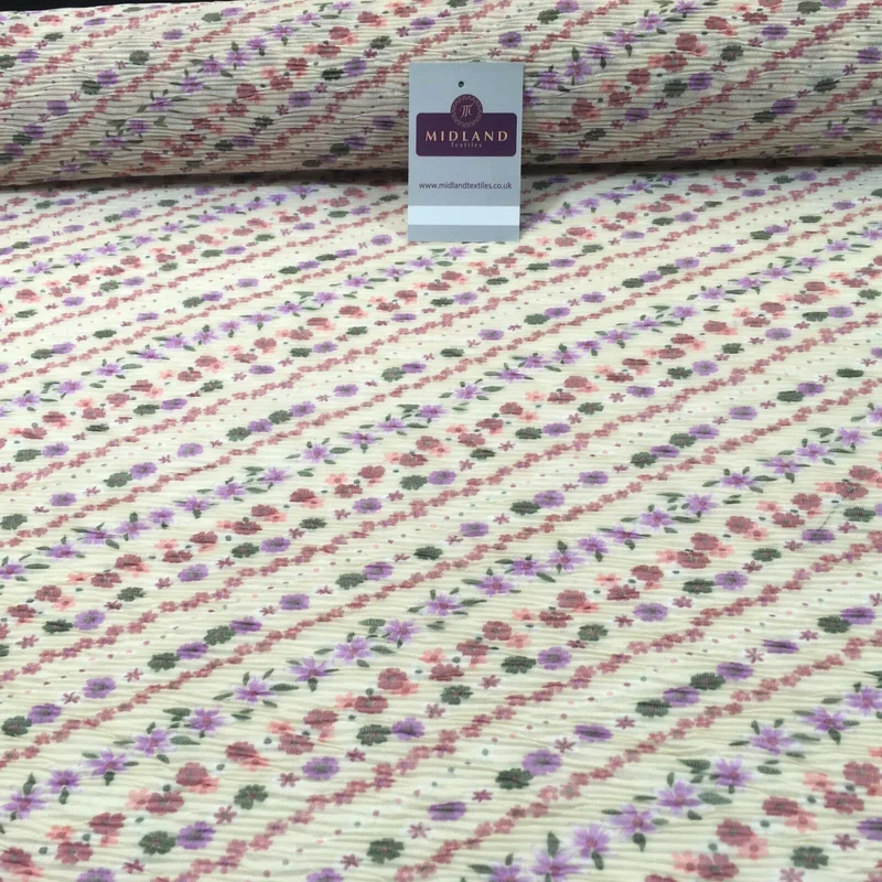 Pleated Daisy Flower Summer Stretch Georgette Fabric M161-13-14 Mtex
