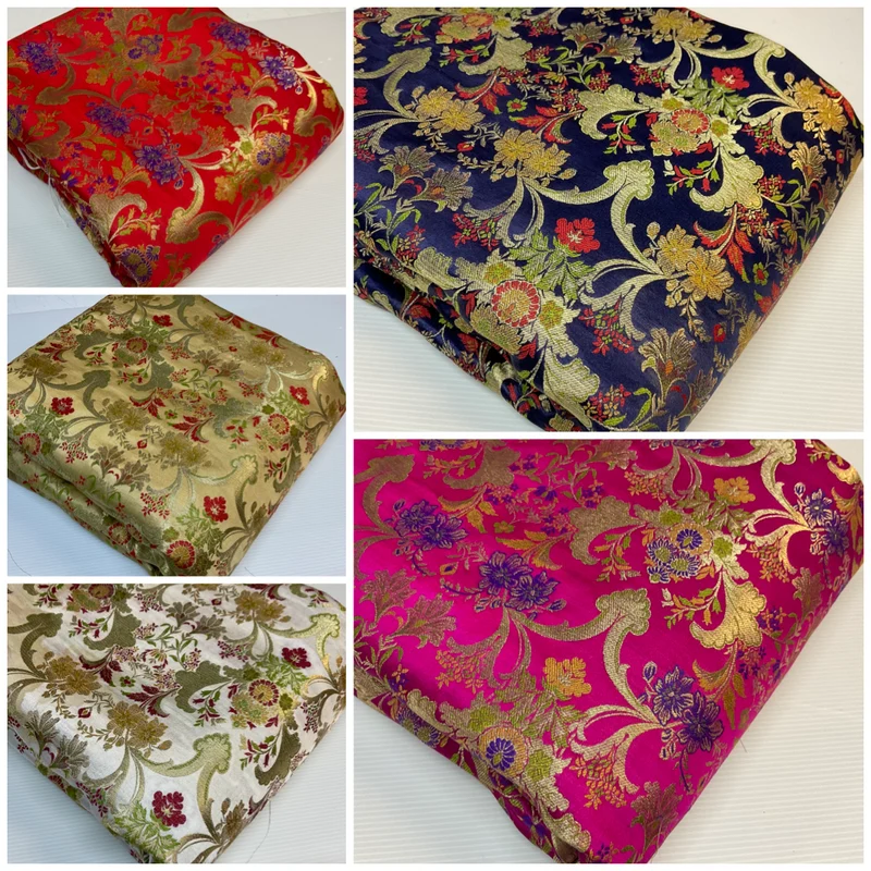 Ornamental Ornate Floral Silk Kingkhab wedding Brocade Fabric 111cm wide M1734