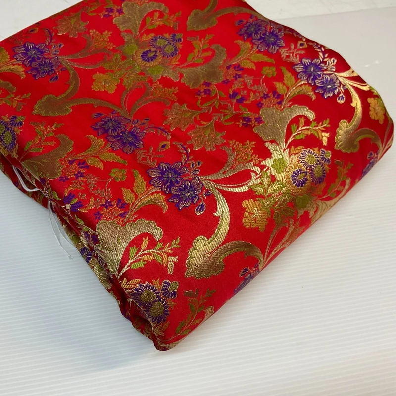 Ornamental Ornate Floral Silk Kingkhab wedding Brocade Fabric 111cm wide M1734
