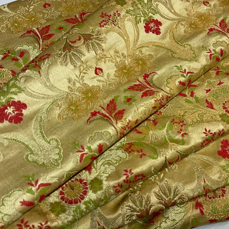 Ornamental Ornate Floral Silk Kingkhab wedding Brocade Fabric 111cm wide M1734