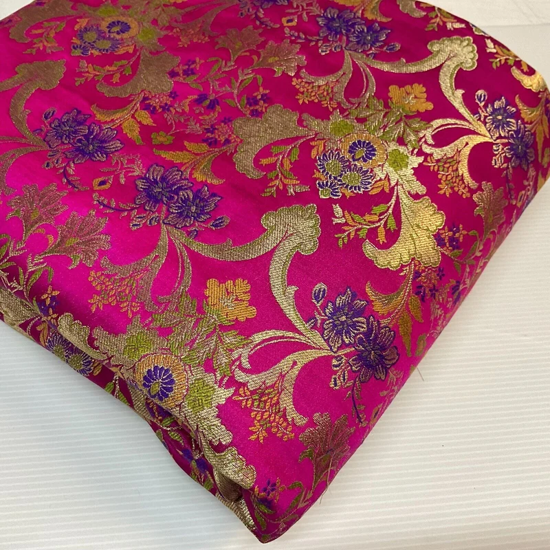 Ornamental Ornate Floral Silk Kingkhab wedding Brocade Fabric 111cm wide M1734