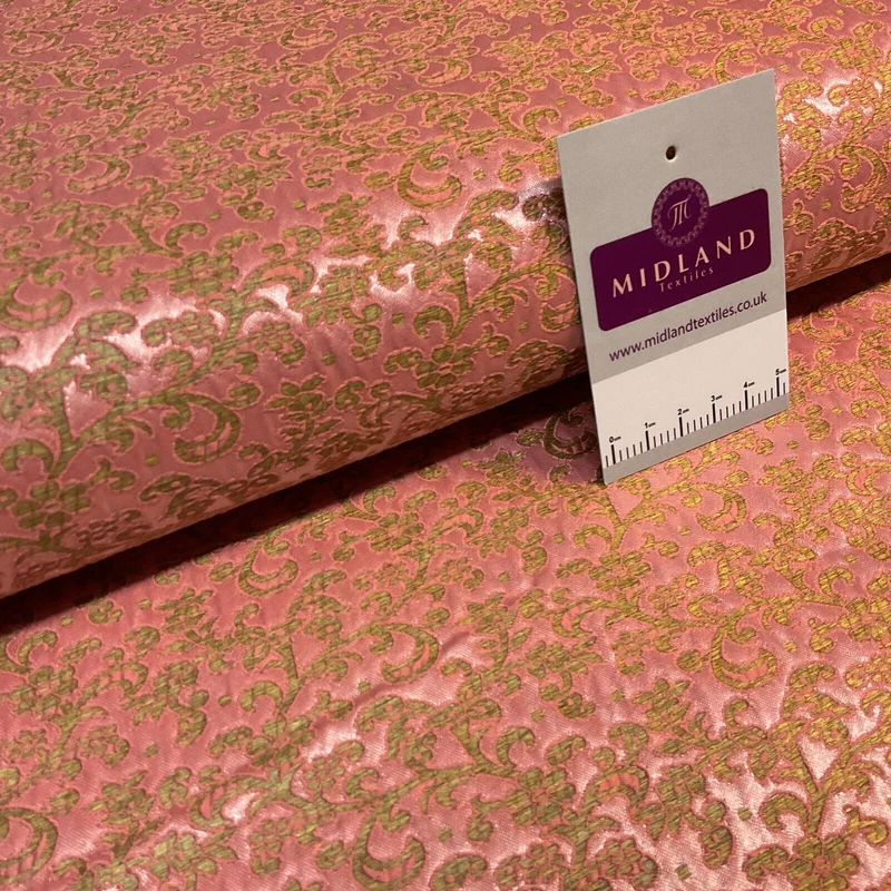 Rose Pink Firm Floral banarsi Brocade waistcoat Fabric 150 cm M1387-2 Mtex