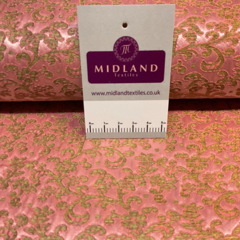 Rose Pink Firm Floral banarsi Brocade waistcoat Fabric 150 cm M1387-2 Mtex