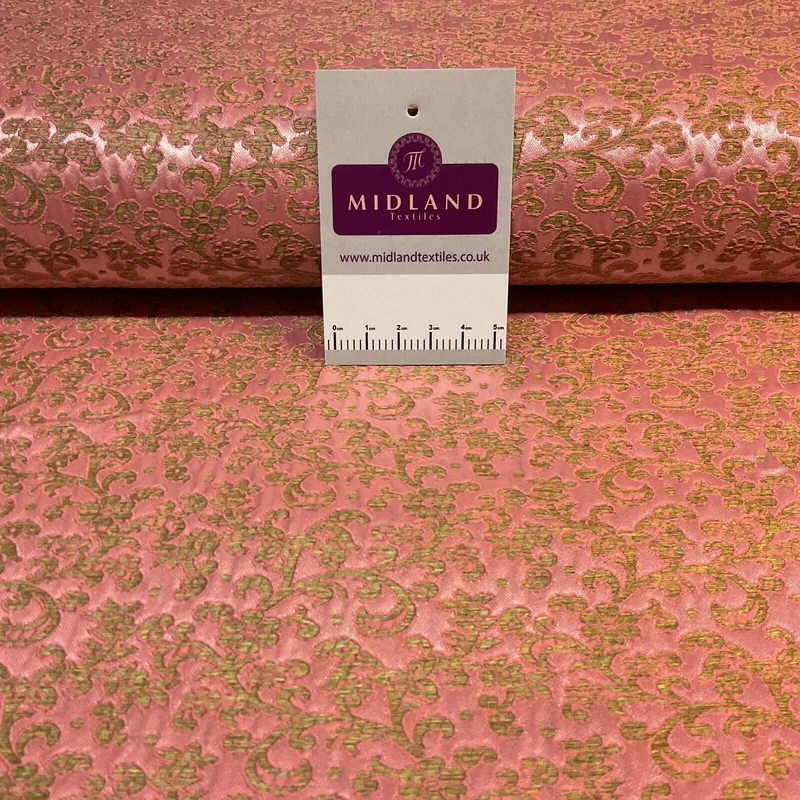 Rose Pink Firm Floral banarsi Brocade waistcoat Fabric 150 cm M1387-2 Mtex