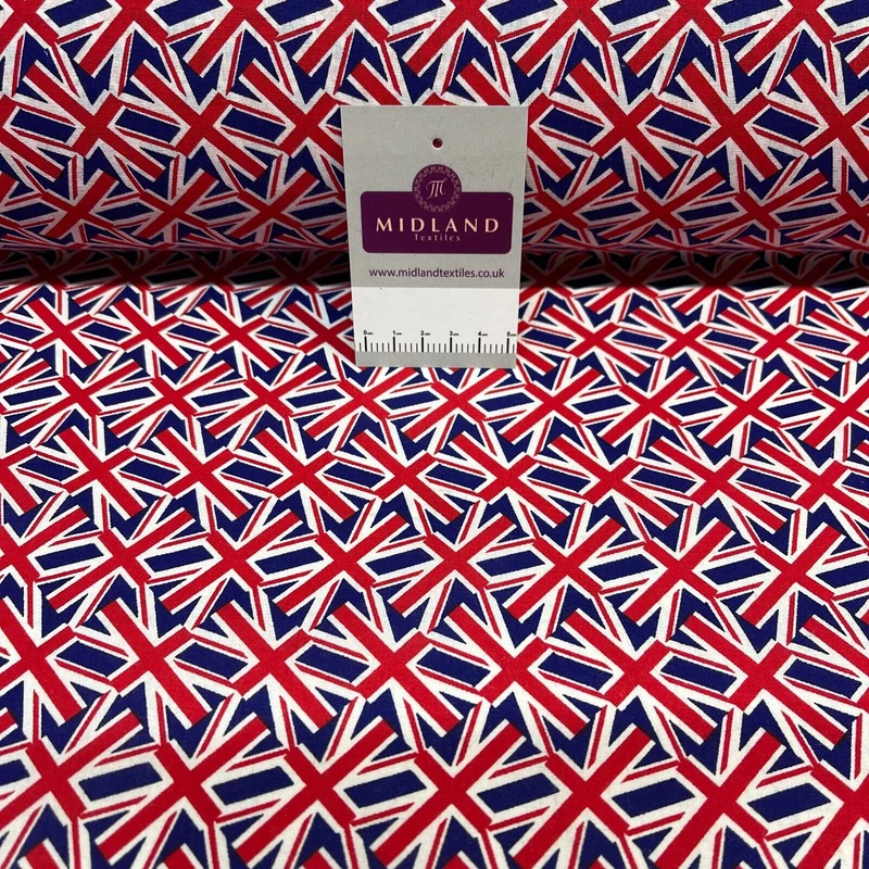 British Flag Coronation Theme 100% cotton printed fabric M1723