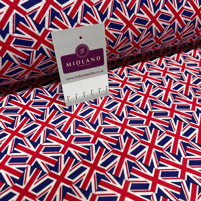 British Flag Coronation Theme 100% cotton printed fabric M1723