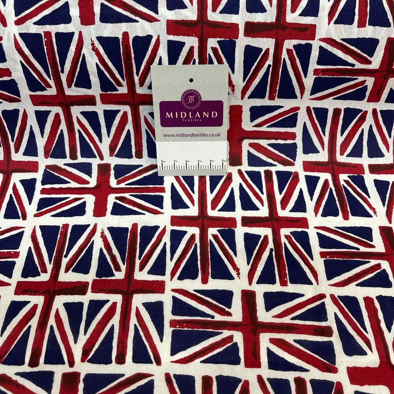 British Flag Coronation Theme 100% cotton printed fabric M1723