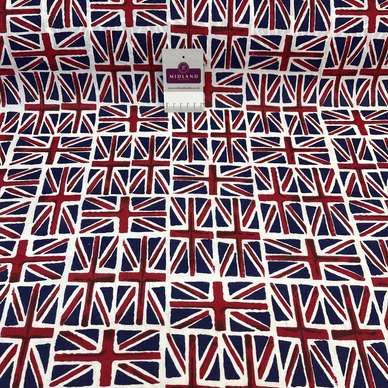 British Flag Coronation Theme 100% cotton printed fabric M1723